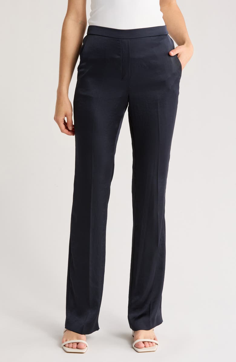 Theory Slim Fit Crushed Satin Pants, Main, color,