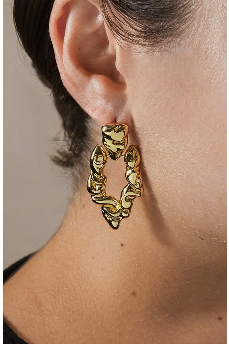Tali Molten Chunky Drop Earrings, Alternate, color, GOLD