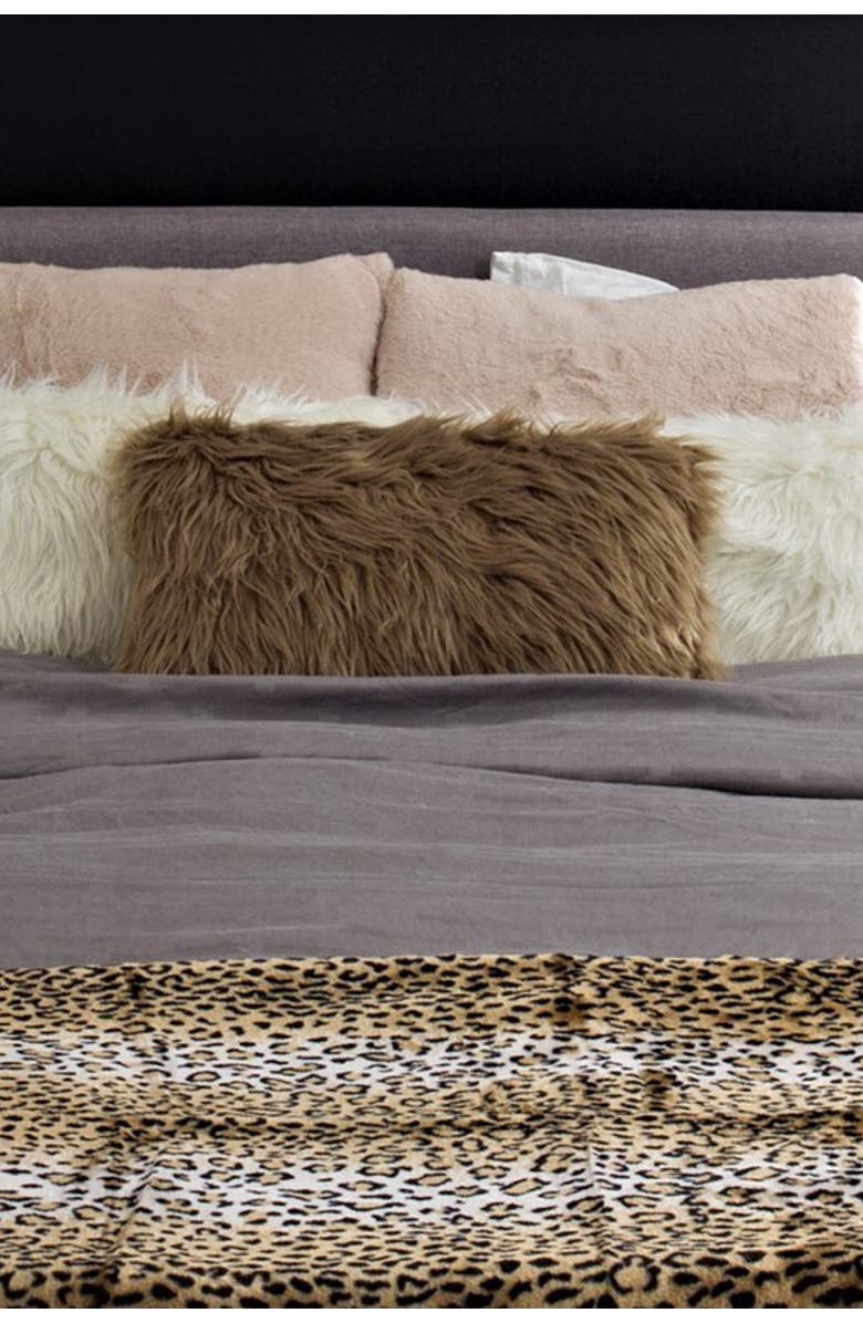LUXE Faux Fur Throw - Leopard, Alternate, color,