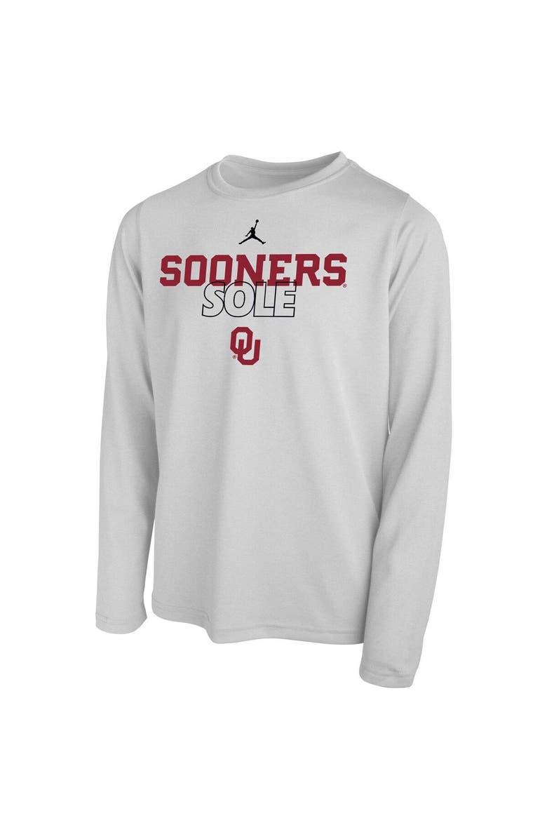 Jordan Brand Youth Jordan Brand White Oklahoma Sooners 2023 On Court Sole Bench T-Shirt, Alternate, color,