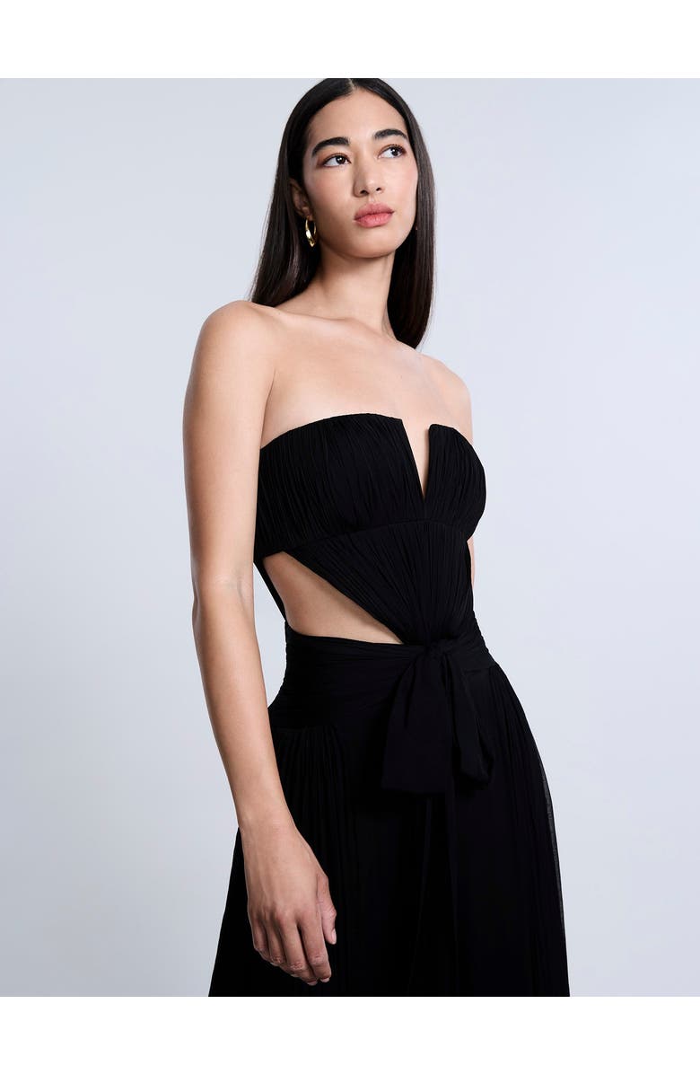 BCBGMAXAZRIA Cutout Shirring Bow Tie Gown, Alternate, color,