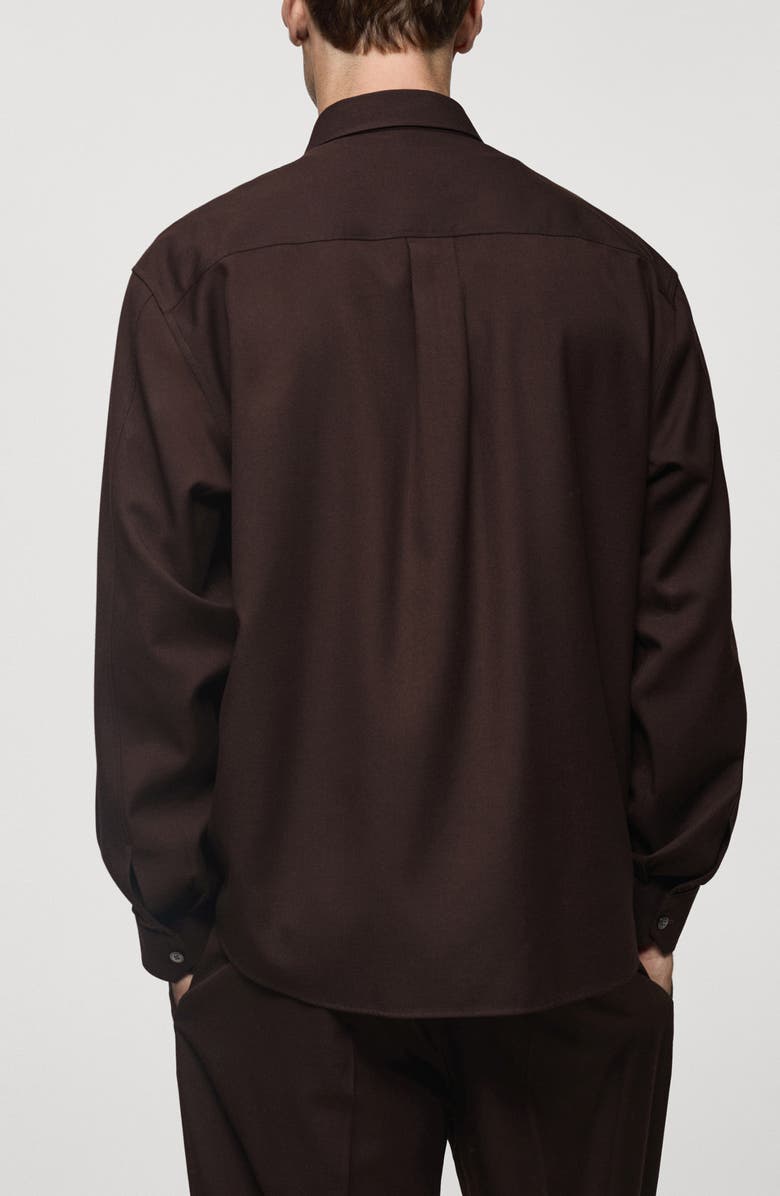 MANGO Slim Fit Chest Pocket Button-Up Shirt, Alternate, color, Chocolate