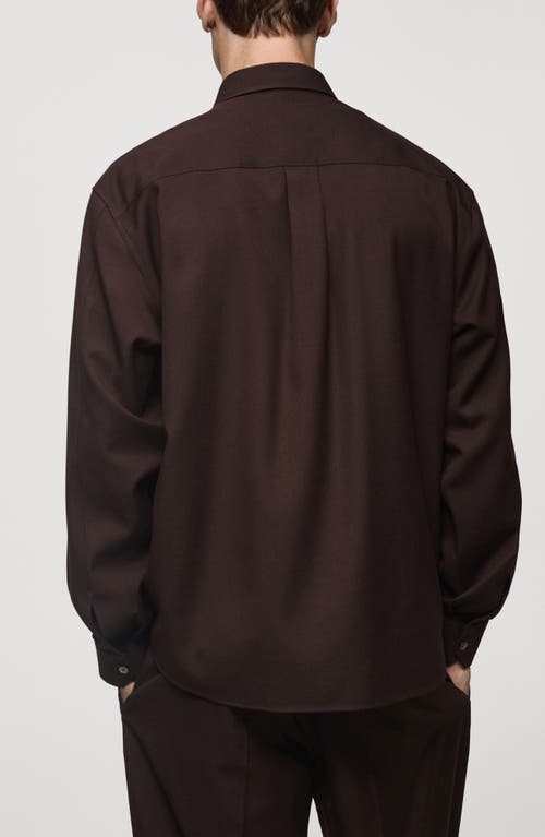 Mango Slim Fit Chest Pocket Button-up Shirt In Chocolate