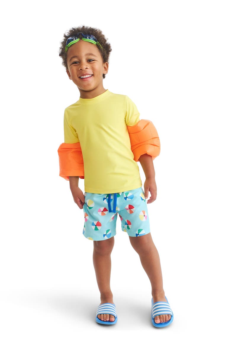 Primary Kids Swim Trunk, Alternate, color, Mist Beach Balls