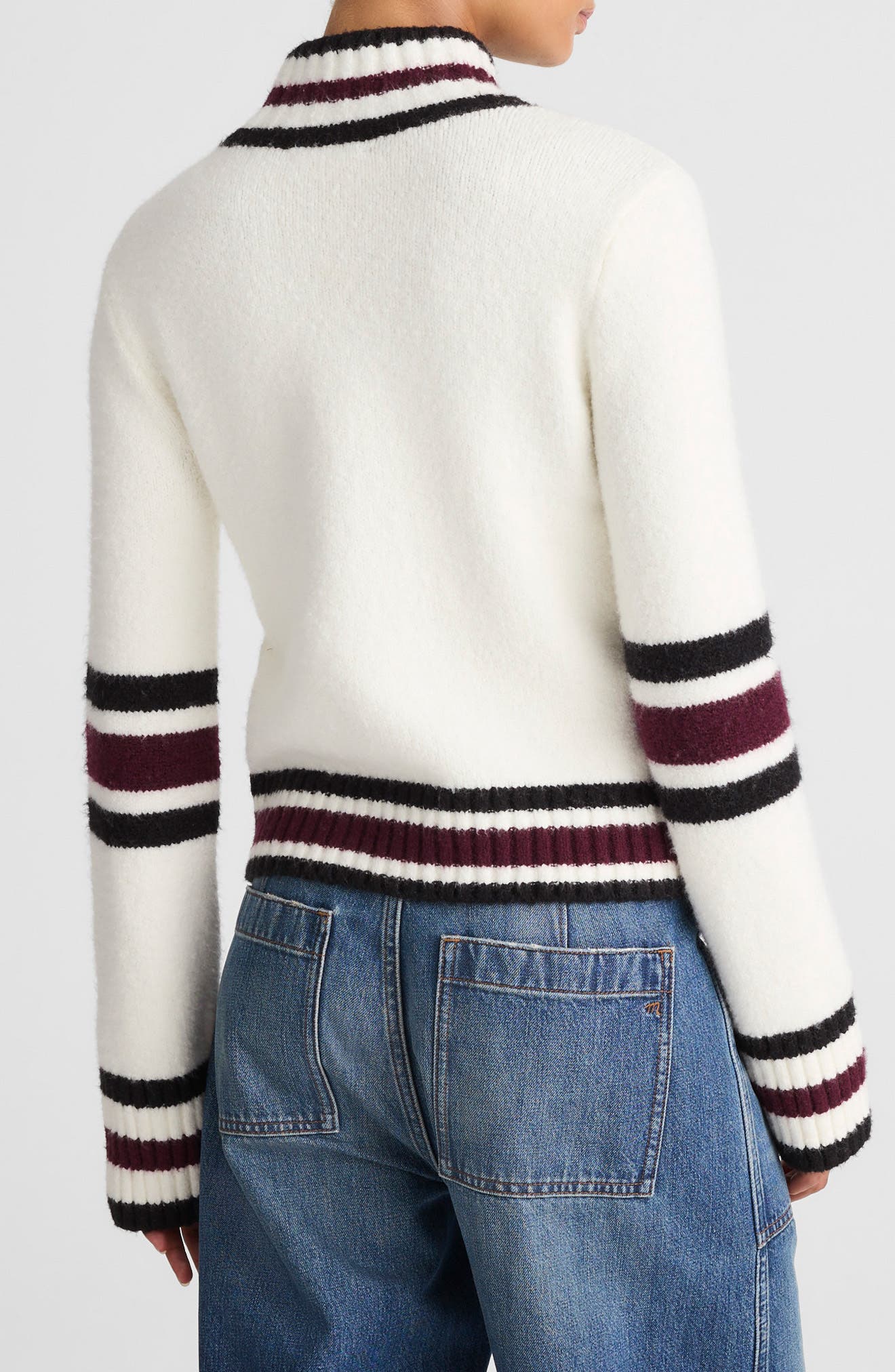 Rib Trim Mock Neck Sweater - image 2