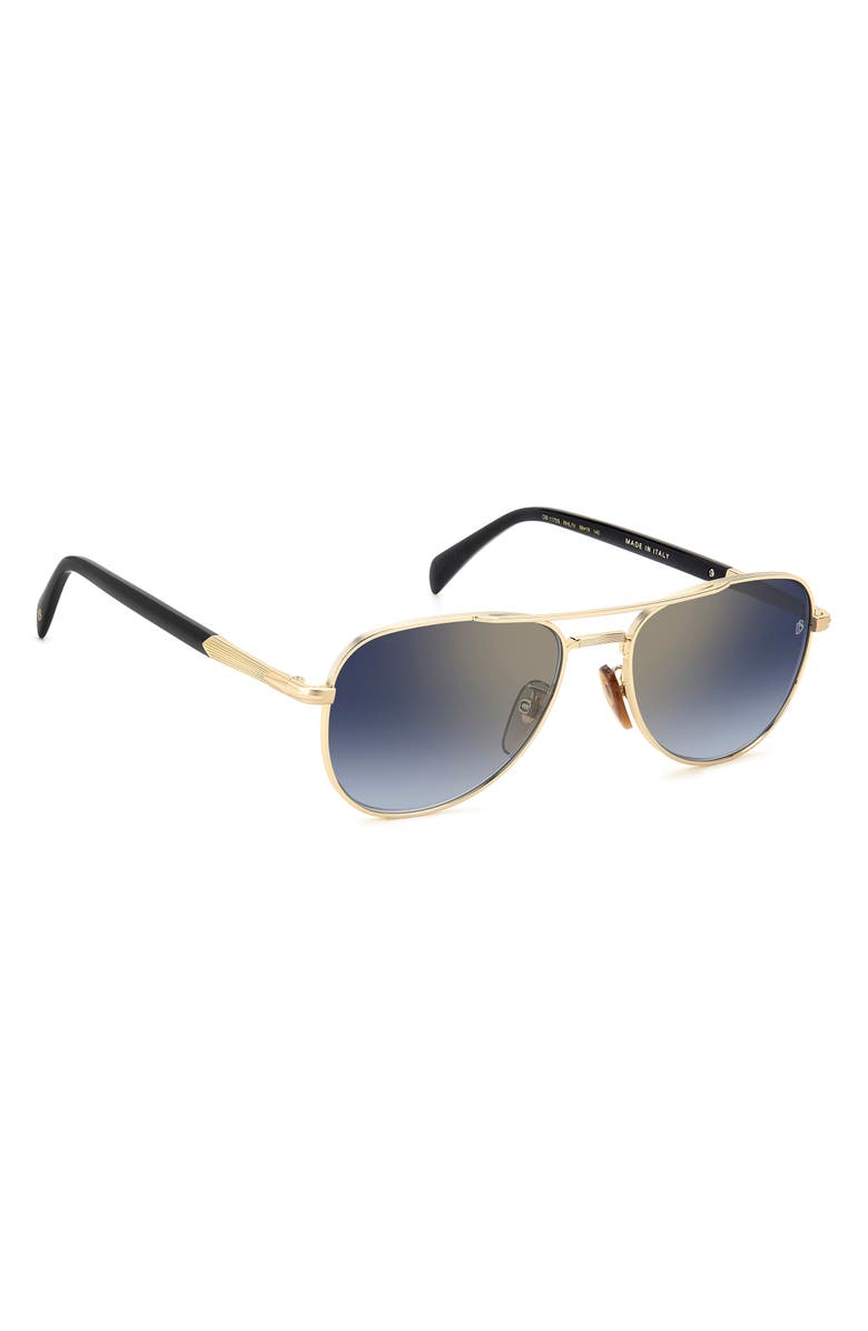 David Beckham Eyewear 56mm Pilot Sunglasses, Alternate, color, Gold Black/ Blsf Gdsp