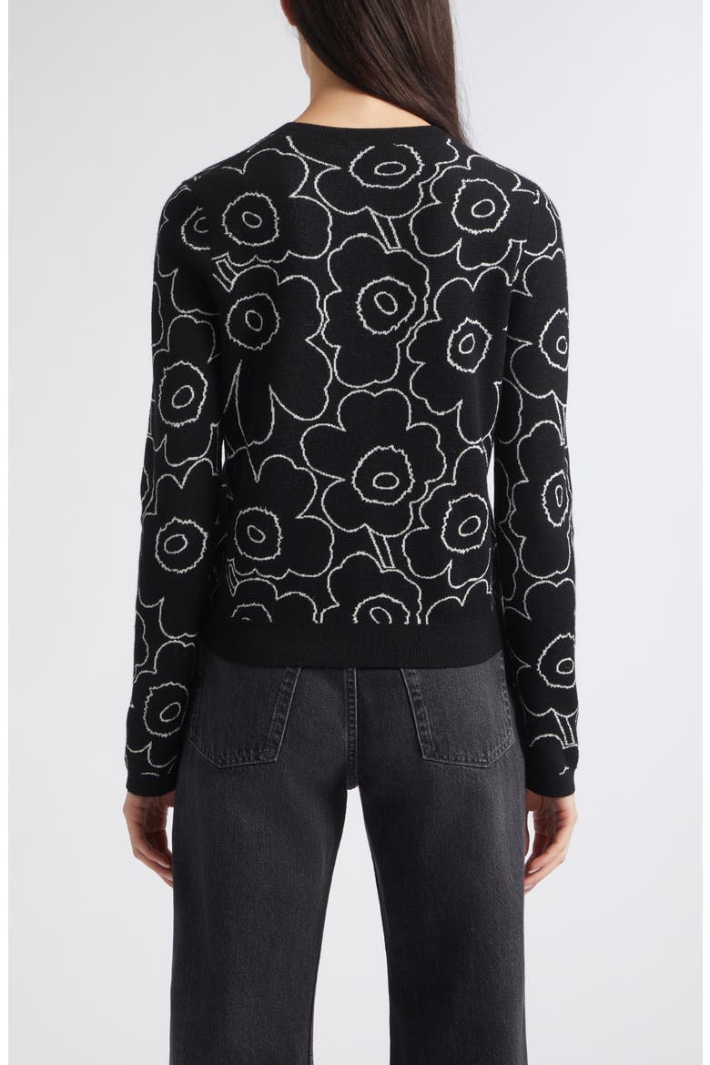 Unikko Floral Cardigan, Alternate, color, BLACK OFF WHITE