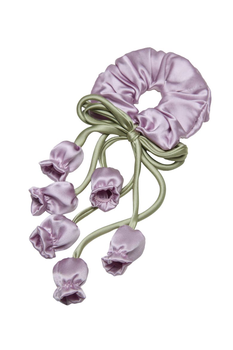 Lily of the Valley Silk Hair Tie Scrunchie, Alternate, color, Purple