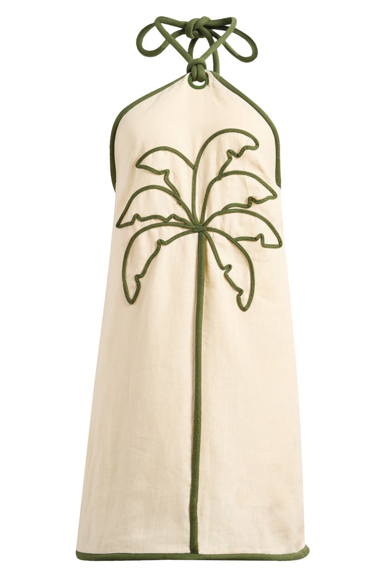 Coconut Contrast Piping Halter Minidress, Alternate, color, SAND