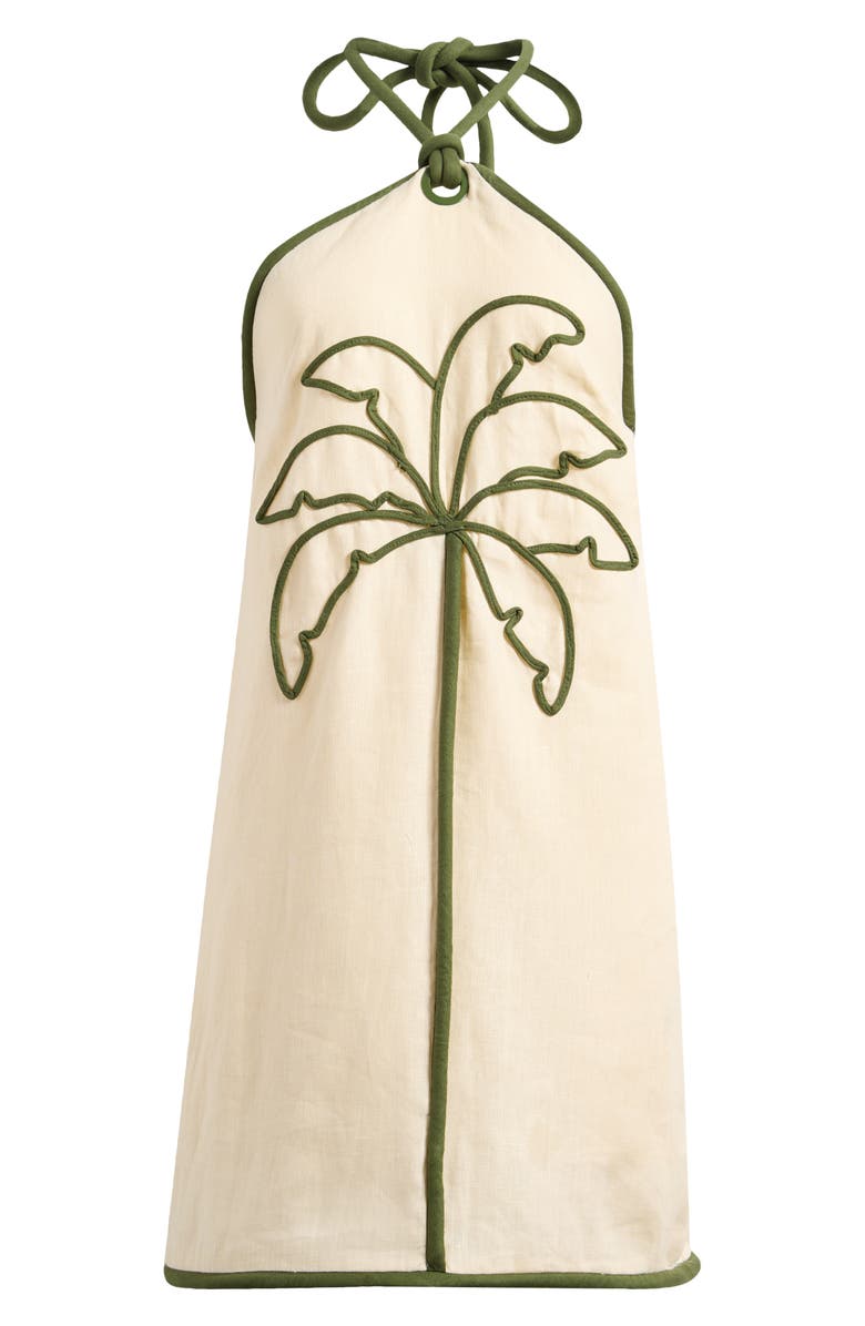 FARM Rio Coconut Contrast Piping Halter Minidress, Main, color, Sand