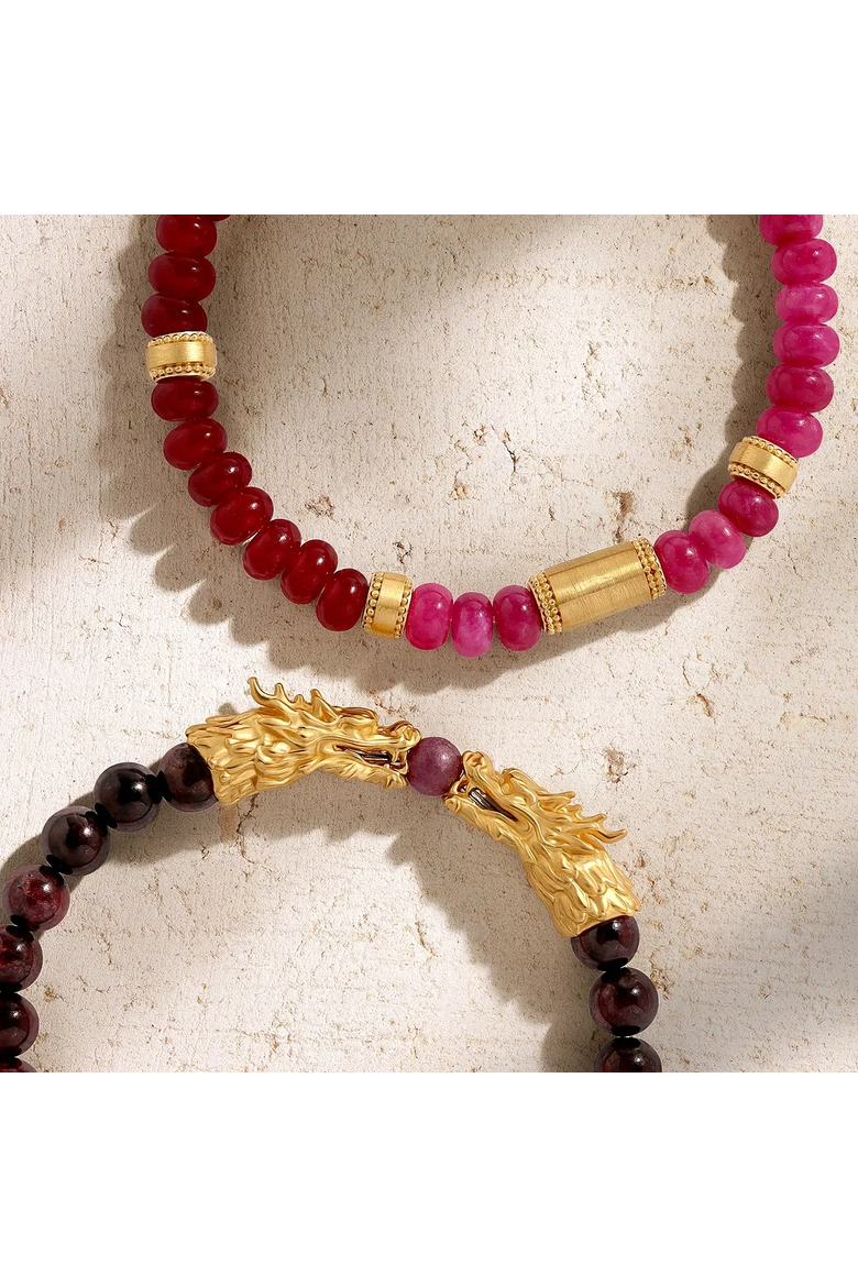 Garnet Rhodolite Gold Plated Women's Beaded Bracelet - Harmonized Flow, Alternate, color, Pink/Purple