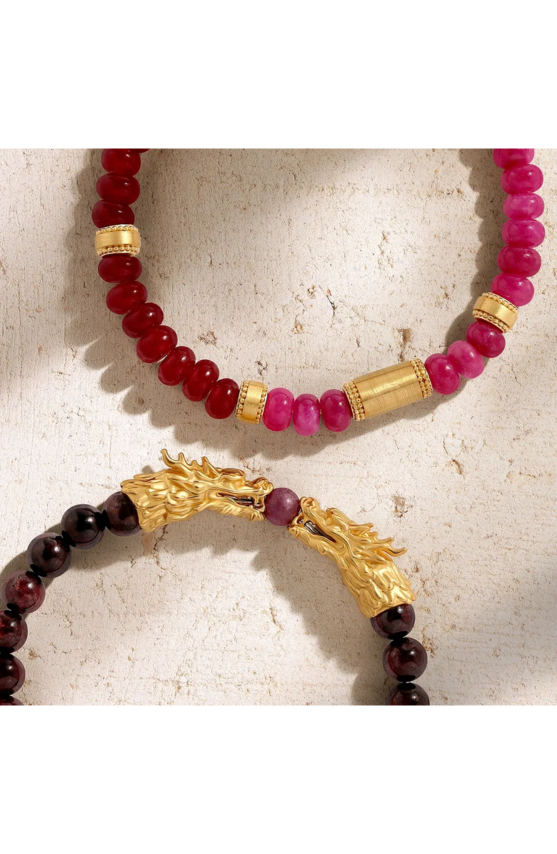 Karma and Luck Dragonfire Harmony Garnet & Ruby Bracelet, Alternate, color, Burgundy/Gold