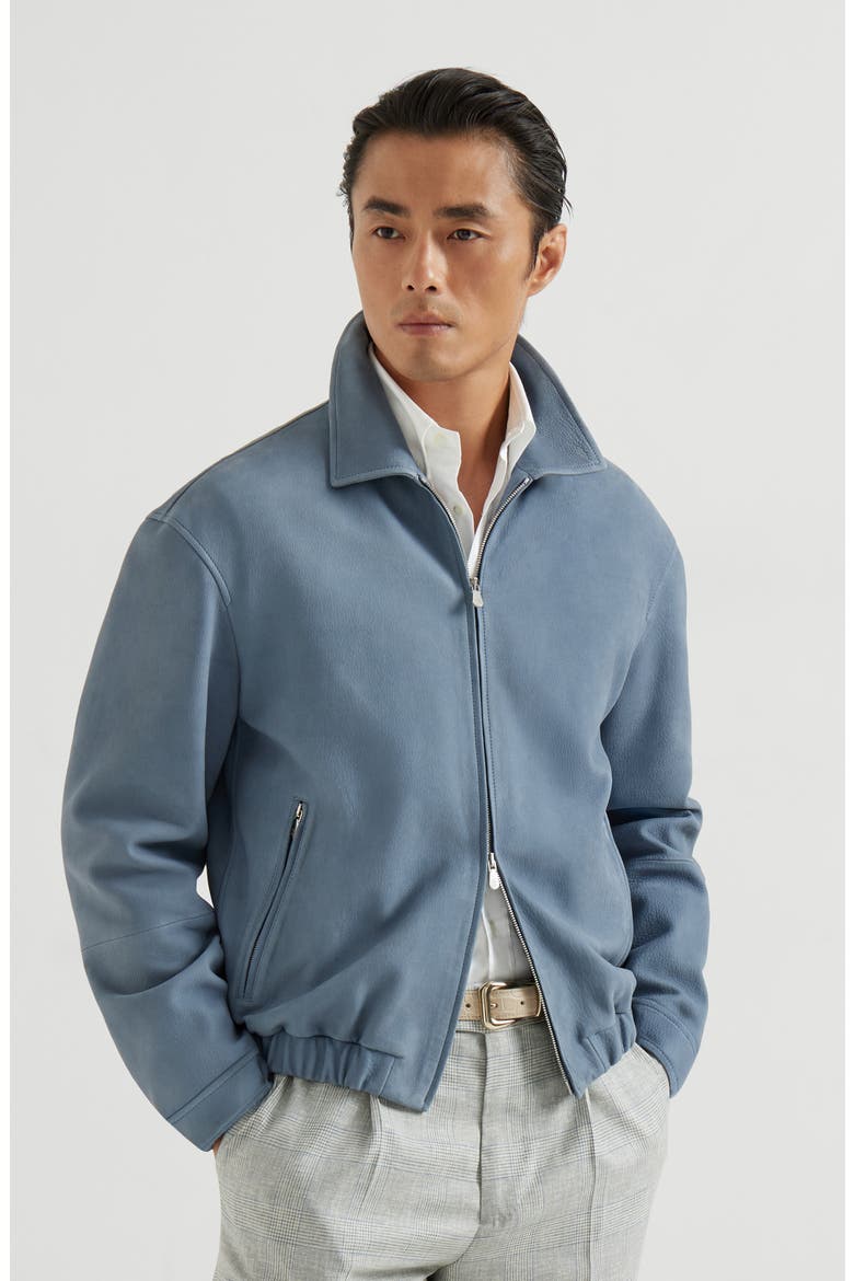 Nubuck outerwear jacket, Main, color, Slate