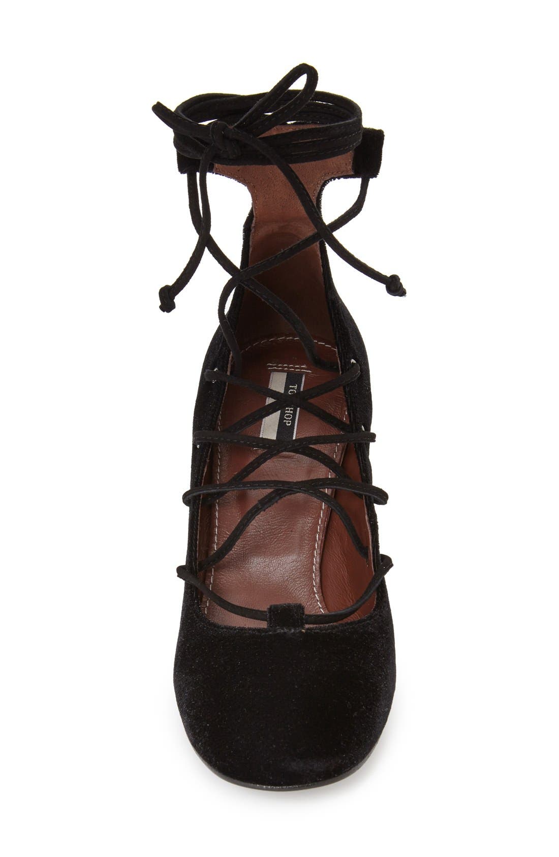 'Prize Tie' Ghillie Pump, Alternate, color, BLACK