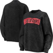 PRESSBOX Women's Pressbox Black Northeastern Huskies Comfy Cord Vintage Wash Basic Arch Pullover Sweatshirt