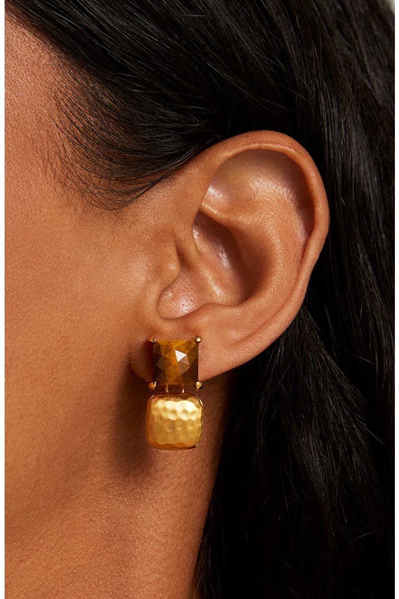 Nomad Drop Earrings, Alternate, color, GOLD/ TIGERS EYE