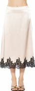 Alexia Admor Serena Lace Trim Satin Midi Skirt