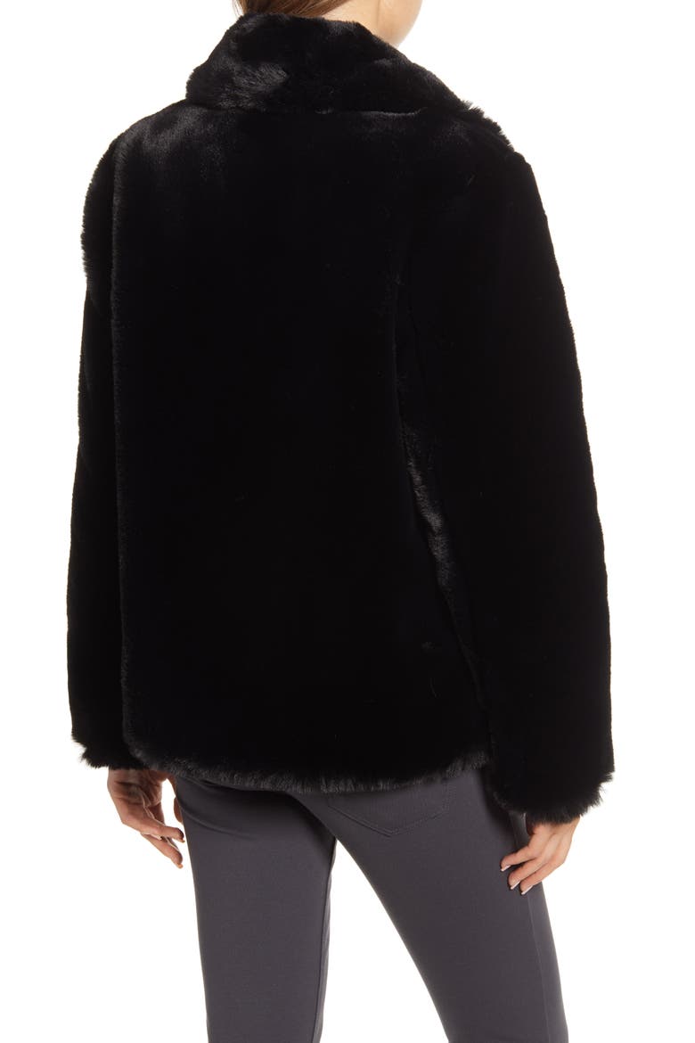 Faux Fur Jacket, Alternate, color, BLACK