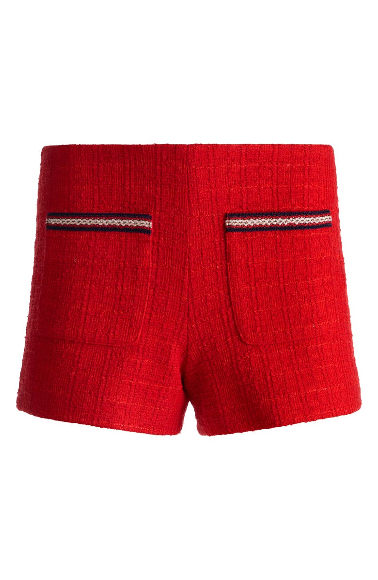 Alice + Olivia Troy Tweed Shorts, Alternate, color, Chili Pepper