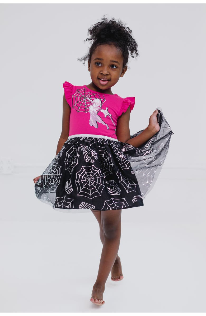Marvel Spider-Man Sleeveless Tulle Dress, Alternate, color, Spider-Man Spider-Gwen Purple