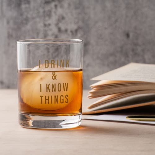 Totalee Gift I Drink & I Know Things Rocks Glass Clear 18 oz In Transparent