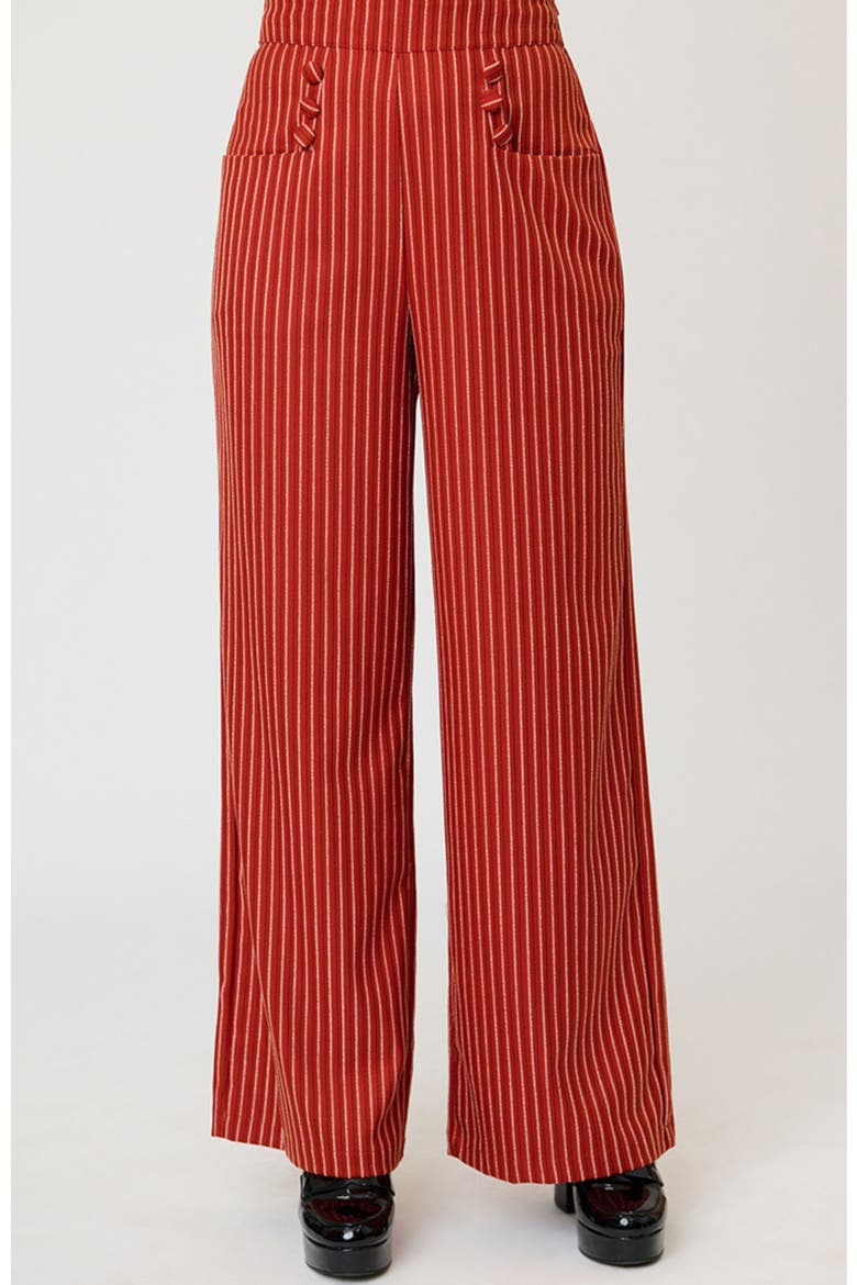 1940s Ginger Wide Leg Pants, Alternate, color, Orange Pinstripe