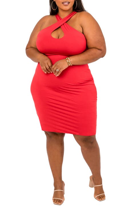Cross Neck Halter Dress (Plus Size)
