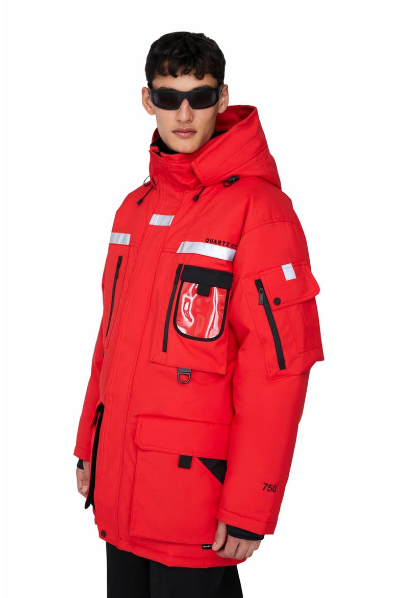 VOSTOK | Hooded Down Expedition Jacket, Main, color, Fiery Red