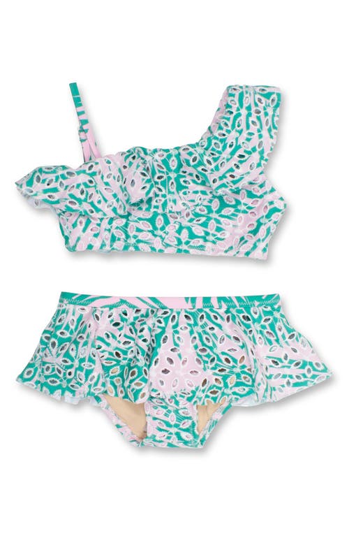 Shade Critters Kids' Botanical Eyelet Two-piece Swimsuit In Green Multi