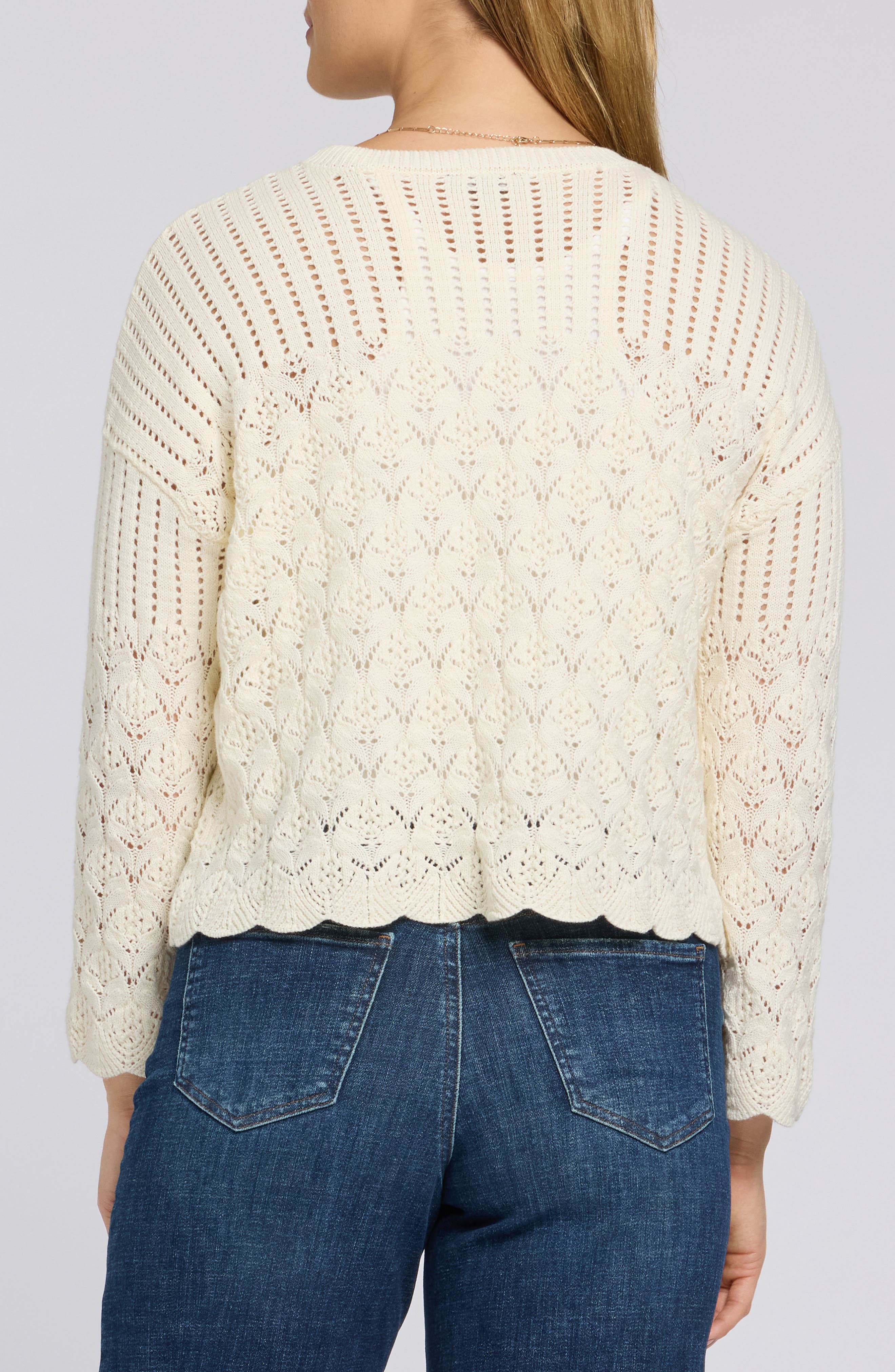 Pointelle Cotton Blend Sweater - image 2