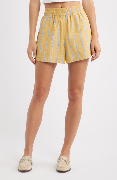 Pull-On Shorts in Washed Cotton Poplin