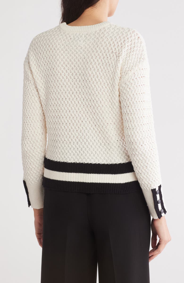 INDUSTRY REPUBLIC CLOTHING Basket Stitch Stripe Trim Sweater, Alternate, color, 