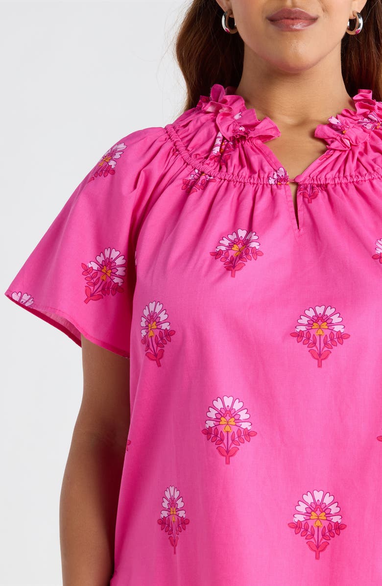 SUGARLIPS Scarlett Floral Darthy Smocked Neck Top, Alternate, color, Fuchsia-Pinks