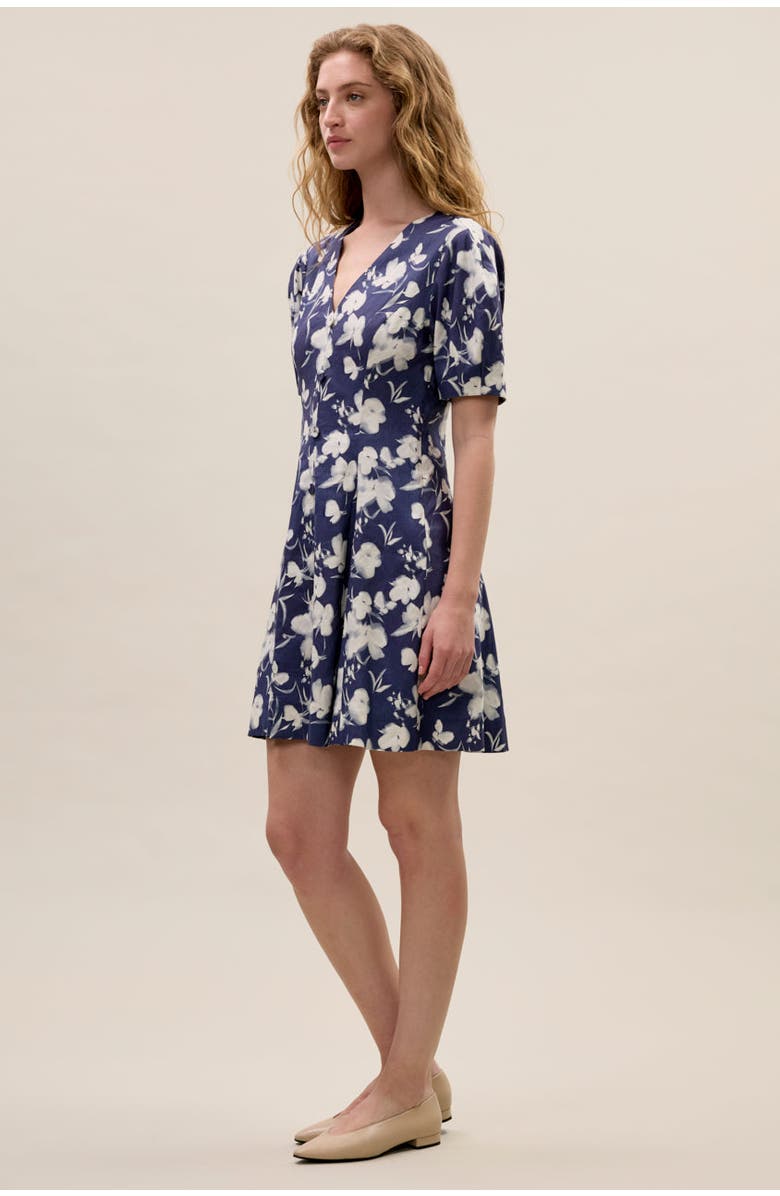 Rebecca Taylor Bea Linen Mini Dress, Alternate, color, Navy Combo
