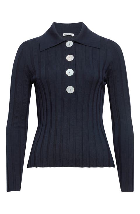 Sugarman Long Sleeve Virgin Wool Rib Polo