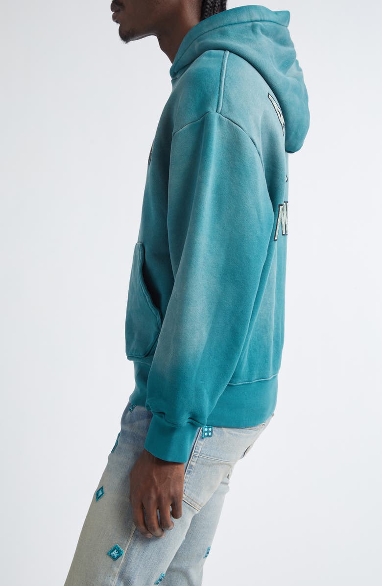 AMIRI MA Hollywood Oversize French Terry Hoodie, Alternate, color, Evergreen