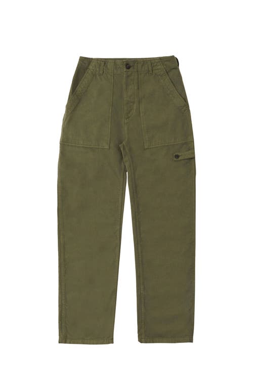Fortela Jerryt Herringbone Cotton Fatigue Trousers In Green