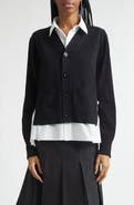 Sacai Mixed Media Poplin & Knit Cardigan