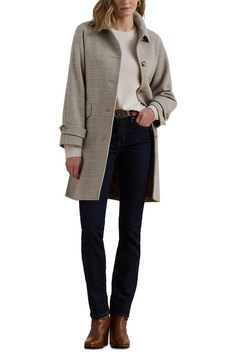 Lauren Ralph Lauren Plaid Longline Wool Blend Coat, Alternate, color, 