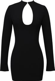 HOUSE OF CB Lotus Long Sleeve Keyhole Cocktail Dress