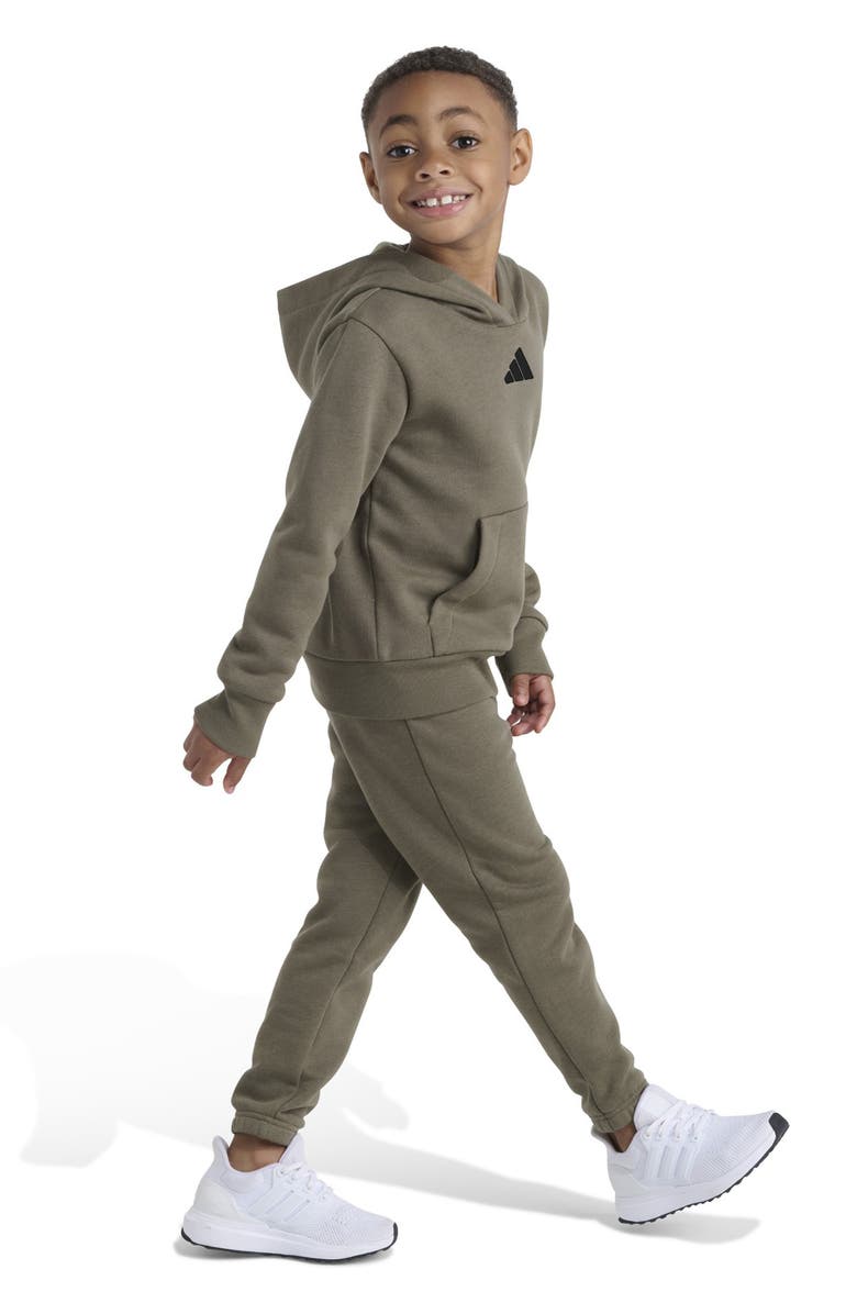 adidas Kids' Fleece Hoodie & Sweatpants Set, Alternate, color, Olive