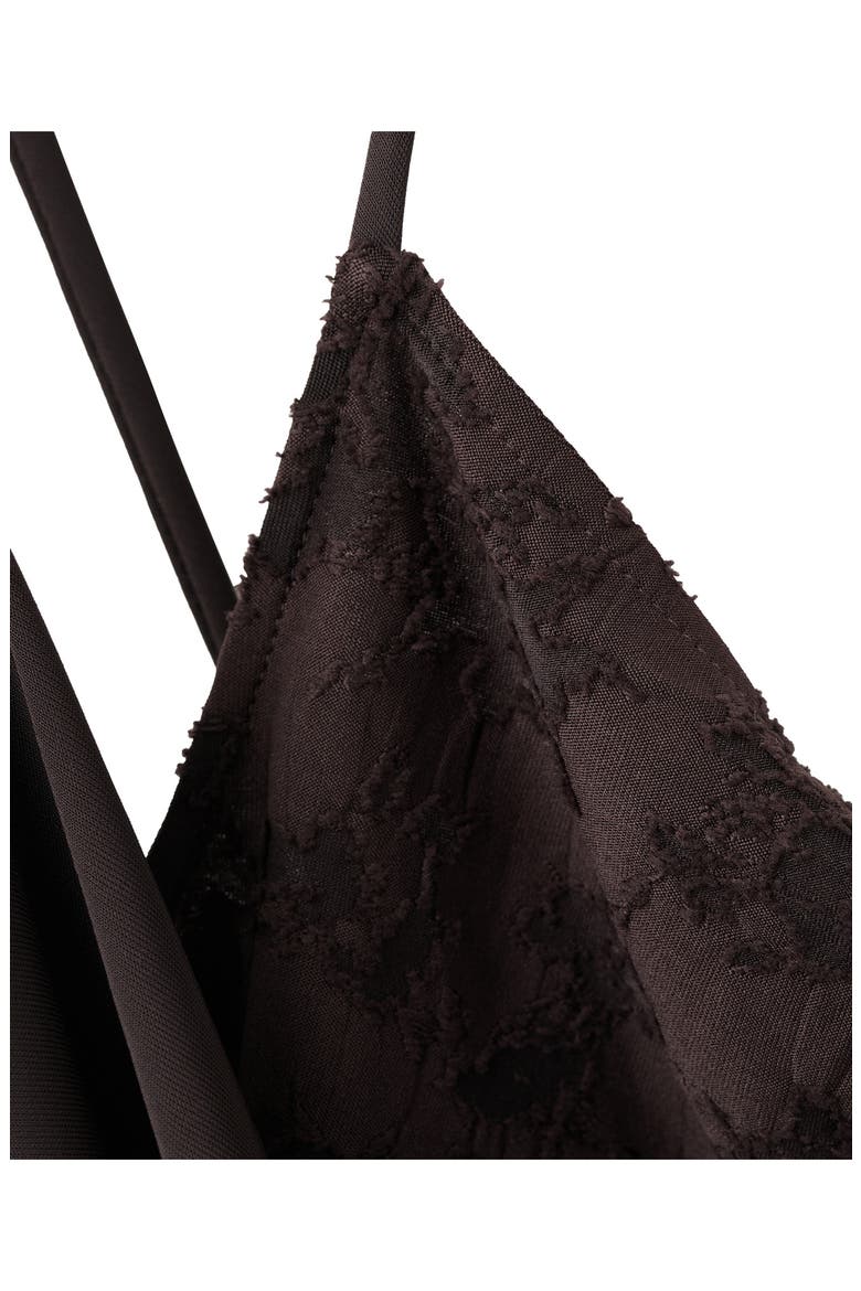Embroidered Cowl Neck Halter Top, Alternate, color, BROWN