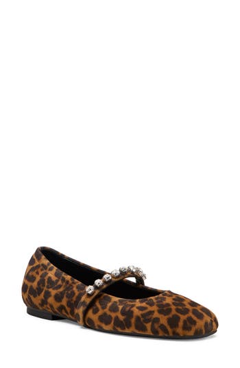 Stuart Weitzman Supermoto Leopard Mary Jane Ballerina Flats In Animal Print