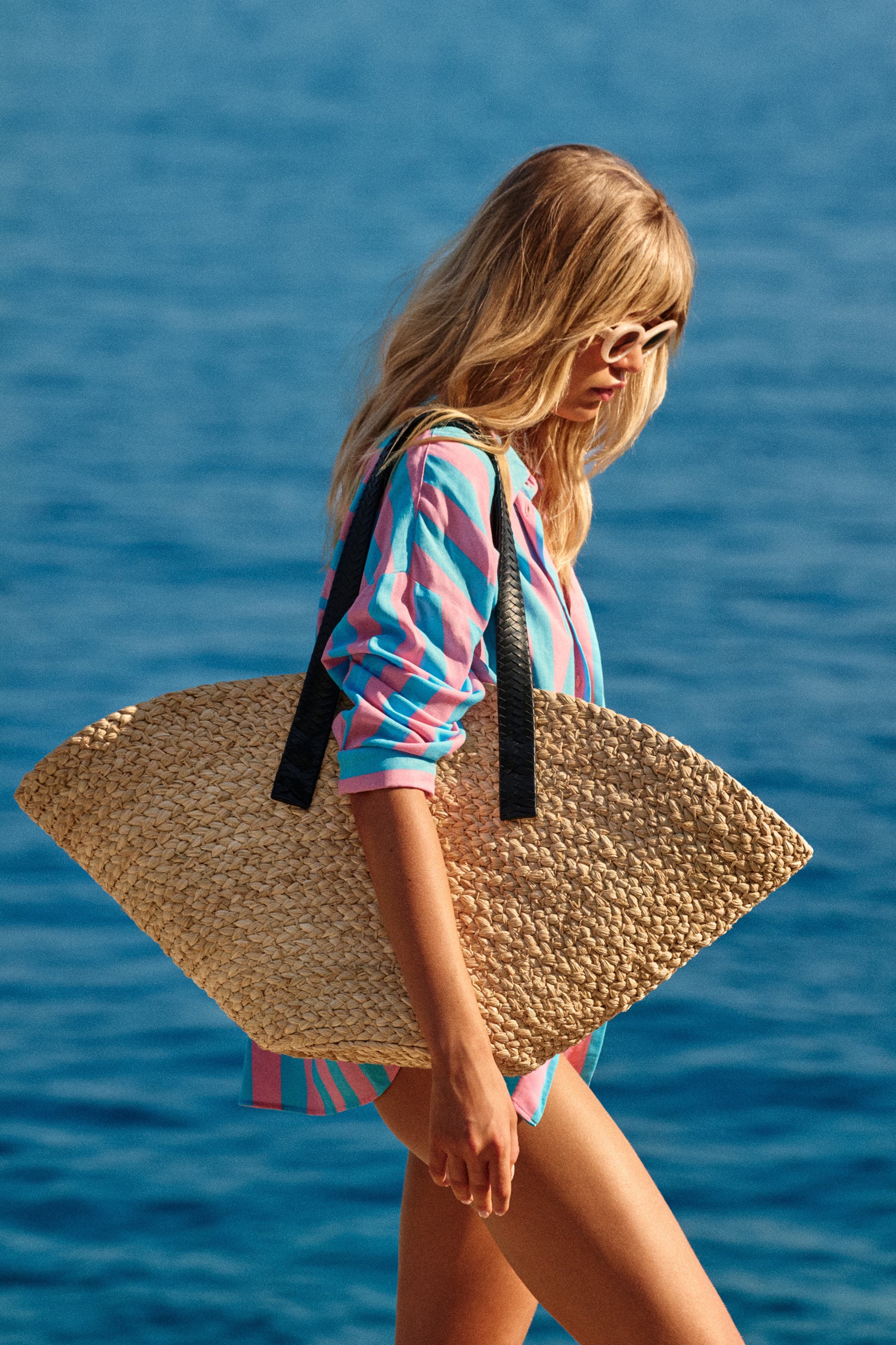 Large Raffia Taco Tote, Alternate, color, Natural