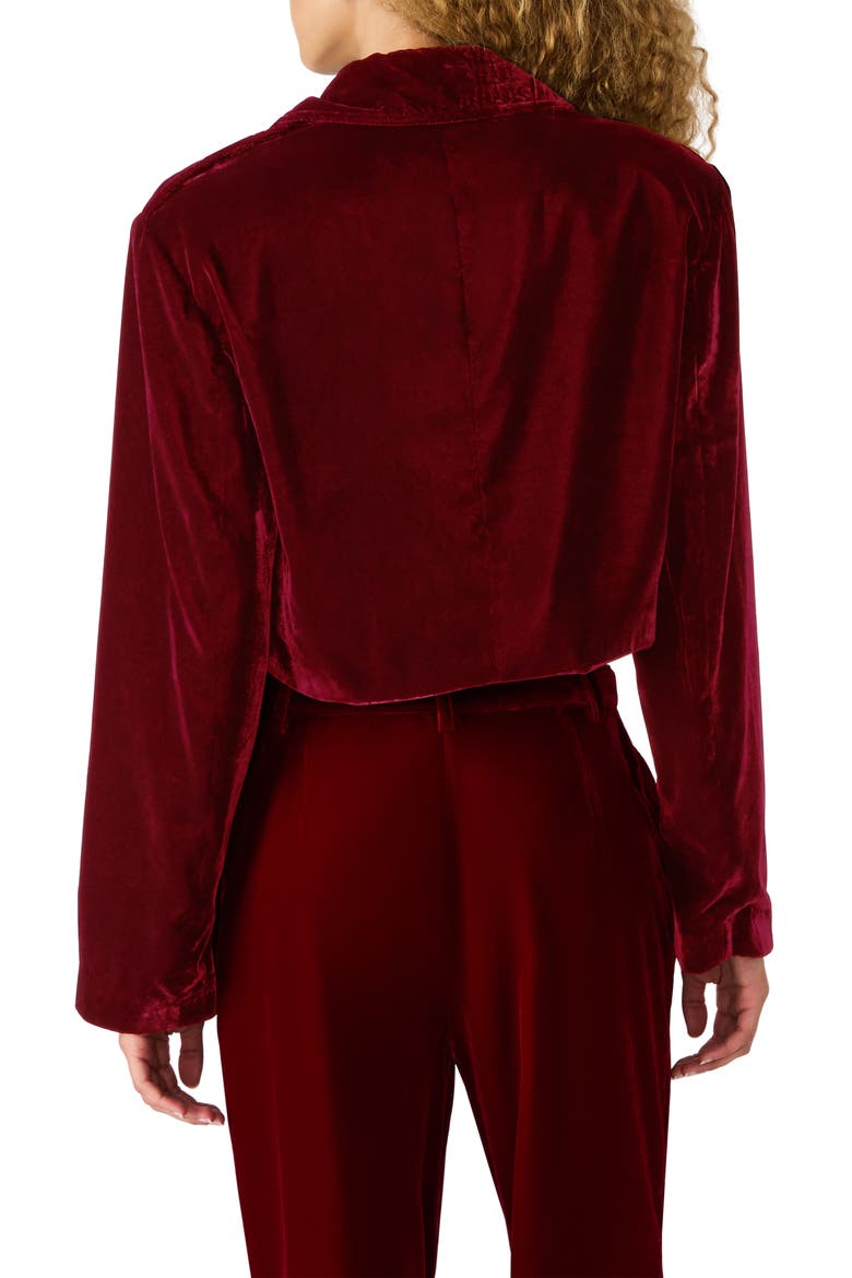 Tonia Velvet Crop Double Breasted Jacket, Alternate, color, RED VELVET