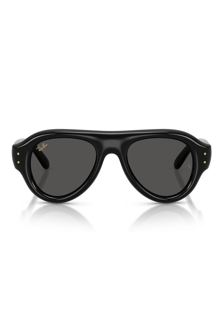 A$AP Rocky 52mm Pilot Puffer Sunglasses, Main, color, BLACK / DARK GREY