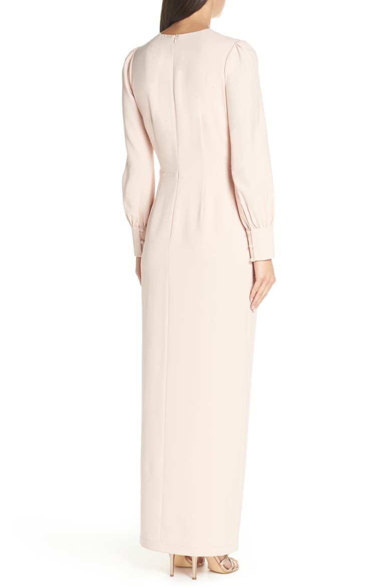 Twist Front Faux Wrap Gown, Alternate, color, BLUSH