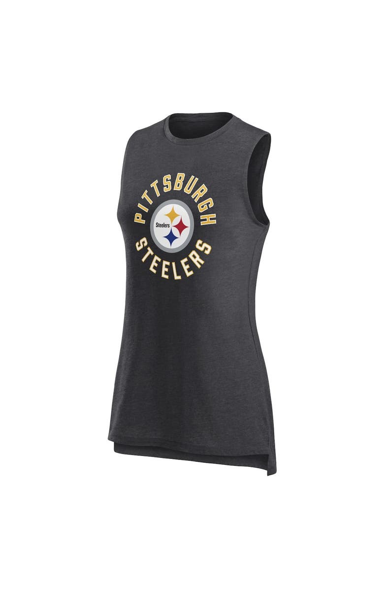 FANATICS Women's Fanatics Branded Heather Charcoal Pittsburgh Steelers What Goes Around Tank Top, Alternate, color, Heather Charcoal