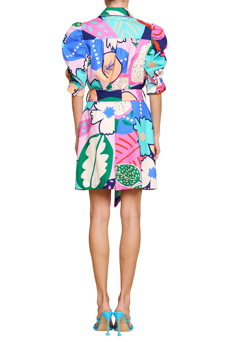 Scarlette Tie Belt Button Front Minidress, Alternate, color, PINK MULTI