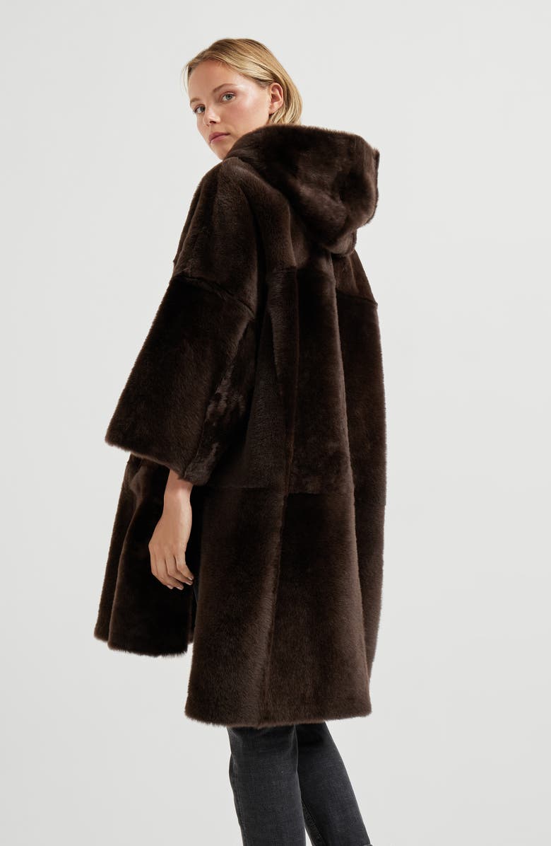 Brunello Cucinelli Shearling reversible coat, Alternate, color, Rust Brown